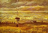 Beach with Figures and Sea with a Ship by Vincent van Gogh